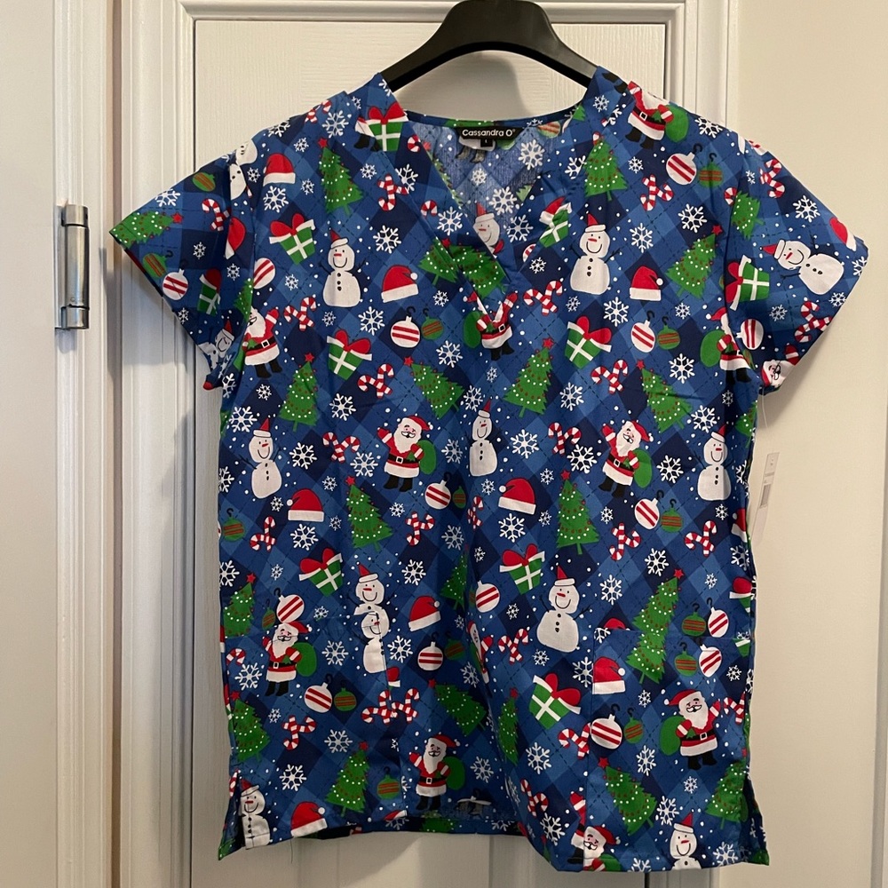 - Cassandra O Christmas Scrub Top